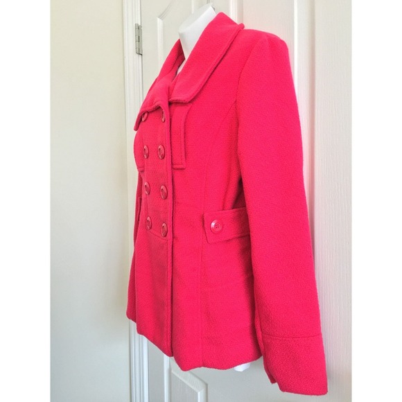 Wet Seal Junior's Jacket Sz XL Pink Wool Blend ~ Lighter Weight - Picture 2 of 11
